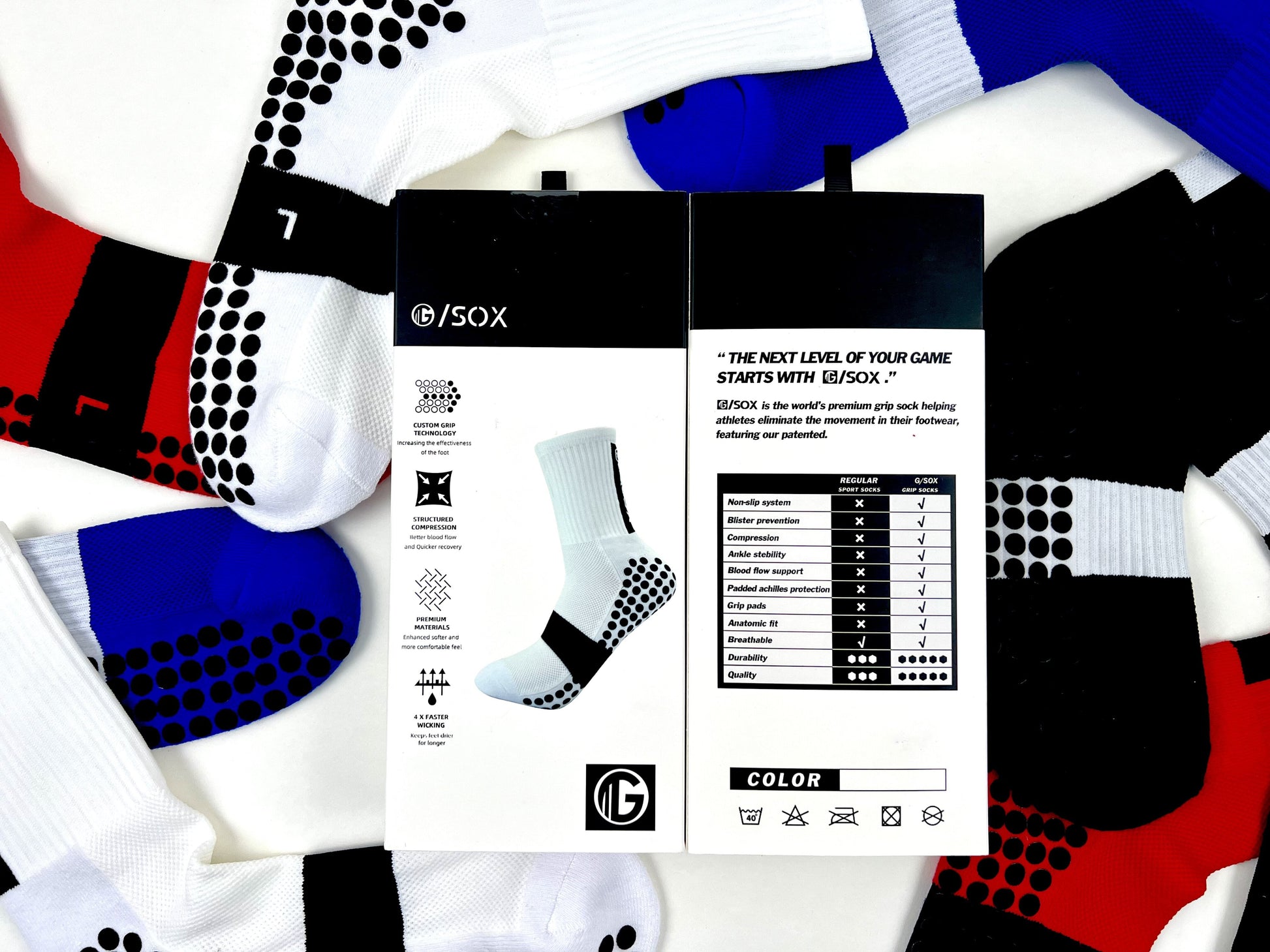 𝔾/𝕊𝕆𝕏 Non-Slip Grip Socks /Red/ – officialgsox